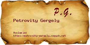 Petrovity Gergely névjegykártya